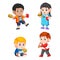 A collection of the children holding their fast food and soda with their hands