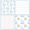 Collection of children\\\'s seamless patterns from rocking horse, toys, hearts and dots. Pastel background for children.