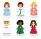 Collection of christmas angels on white background