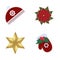 Collection of Christmas colored icons. Set of beautiful items