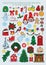 Collection of Christmas decorations, stickers. Colorful vector illustration. 47 elements
