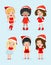 Collection of Christmas girls, Santa woman characters,