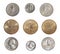 Collection of circulating coins of the USA change coins of America