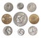 Collection of circulating coins of the USA change coins of America