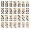 Collection of classic domino tiles on white background