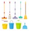 Collection of cleaning products. Vector illustration on white background.