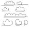Collection of Cloud icon vector illustration with single continuous line hand drawing doodle style