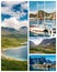 Collection collage of images of beautiful landscapes of Norway, travel to scandinavian countries concept