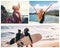 Collection collage of images of different happy young active people on summer vacation at the sea. Diversity concept