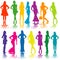Collection of colored silhouettes of beautiful women
