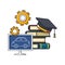 Collection colored thin icon of engine engineer learning subject