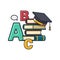 Collection colored thin icon of English language learning subject
