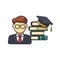 Collection colored thin icon of teacher