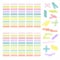 Collection of colorful adhesive tape or stickers. Set of washi t