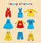 Collection of colorful clothing stickers in a flat style for the little girl