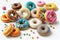 Collection of colorful donut sprinkles on white background. Ai generated