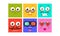 Collection of colorful faces with different emotions, funny square emoji vector Illustration