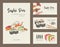 Collection of colorful flyer templates with Japanese sushi and rolls. Special dining offers, discounts and deals. Vector