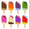 Collection of Colorful Ice Cream Popsicle With Sprinkles