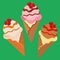 Collection of colorful ice cream waffle corn icons