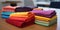 Collection of colorful microfiber cloths each designated for a specific cleaning task, concept of Task-specific cleaning