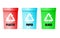 Collection of colorful separation recycle bin icon.