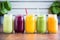 collection of colorful smoothies, reflecting healthy eating habits