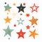 Collection colorful star illustrations displaying various patterns designs. Handdrawn style stars