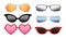 Collection of Colorful Sunglasses of Different Shapes, Modern and Retro Eyeglasses Vector Illustration