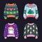 Collection of colorful ugly Christmas sweaters