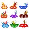 Collection of colorful Venetian face mask for carnival