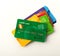 Collection of colourful credit cards isolated