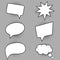 Collection of comic speech bubble with halftone shadow. Design elements for communication, thinking. Chat bubble for website. Set