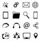Collection of communication symbols. Contact, e-mail, mobile phone, message, wireless technology icons etc. Vector illustration