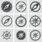 collection of compass icons on gray background. vector