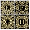 Collection of concepts for luxury monograms or logos. Emblem or frame. Set of design elements for the letters E, F, G, H. Golden i