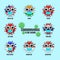 Collection of coronavirus character elements with asian flag design