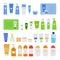 Collection of cosmetic jars, bottles, containers vector flat icon isolated