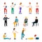 Collection Creative Various Lifestyle Character. Set Crowd of People Performing Activity. Flat style. Vector