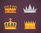 Collection of crown icons awards for winners, champions, leadership. Royal king, queen, princess crowns.
