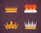 Collection of crown icons awards for winners, champions, leadership. Royal king, queen, princess crowns.