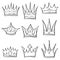 Collection crown various doodle set