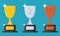 Collection of cups. Trophy flat icon. Award. Prize. Vector illustration