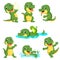 Collection of cute alligator character cartoon