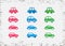 Collection of cute car Silhouette vector illustration. Pack of colorful car silhouette vector