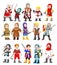 Collection of cute cartoon medieval knight characters