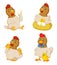 Collection of cute chicken with various posing