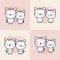 Collection of cute couple cartoon cats fall in love.Vector illustration.