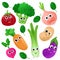 Collection Of A cute drawings vegetables with eyes cartoon.