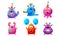 Collection of Cute Funny Colorful Monsters Cartoon Characters, Birthday Party Design, Happy Mutants Celebrating Party